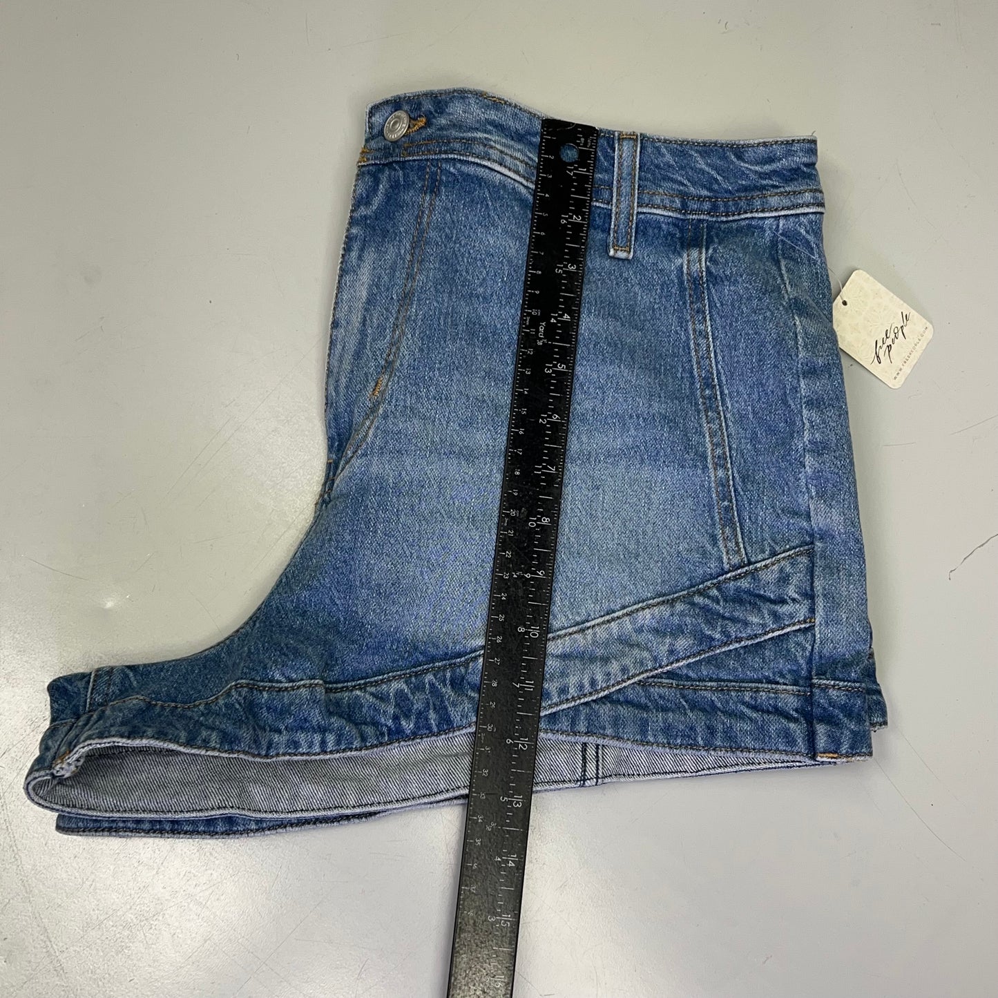 FREE PEOPLE CRVY Mona High-Rise Shorts  Women's Sz 32 Power Trip Blue 89248835