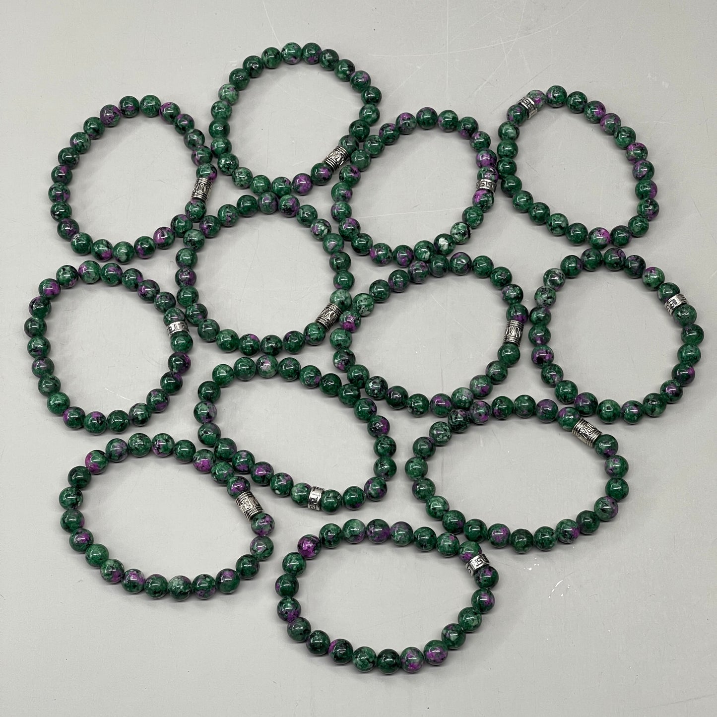 BEST WHOLESALE (12 PACK) Beaded Crystal Bracelets Silver Jewel 3" Green/Purple New