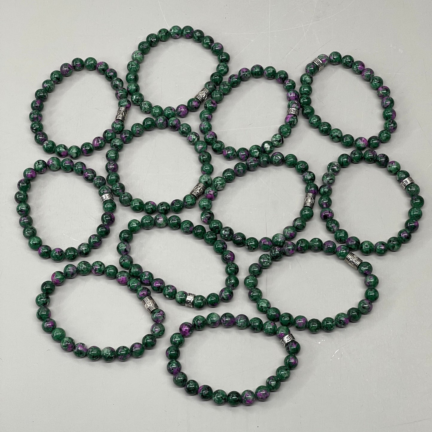 BEST WHOLESALE (12 PACK) Beaded Crystal Bracelets Assorted Silver Jewel 3" Green