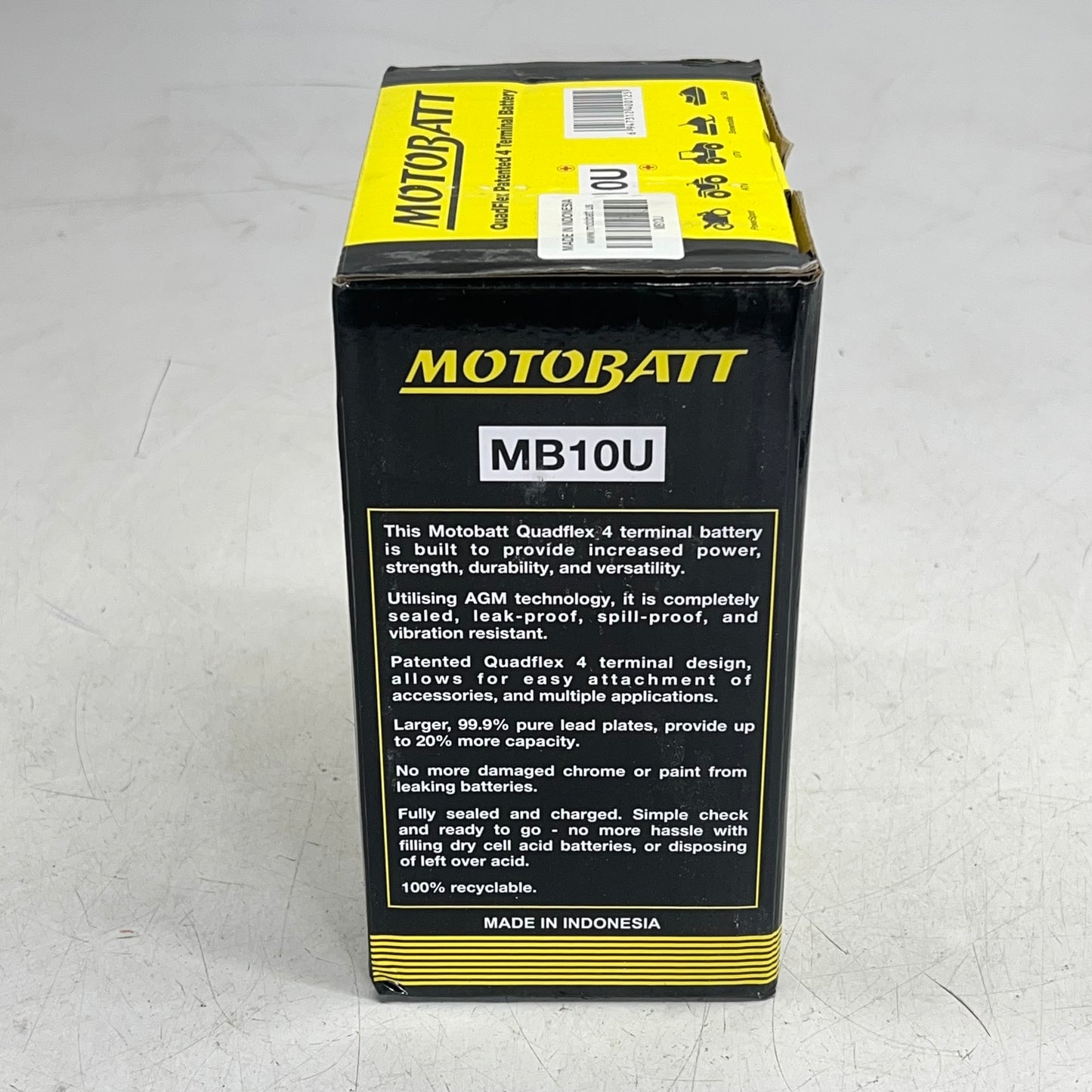 MOTOR BATT Quadflex Patented 4 Terminal Battery  12V 238 Amp MCA MB10U