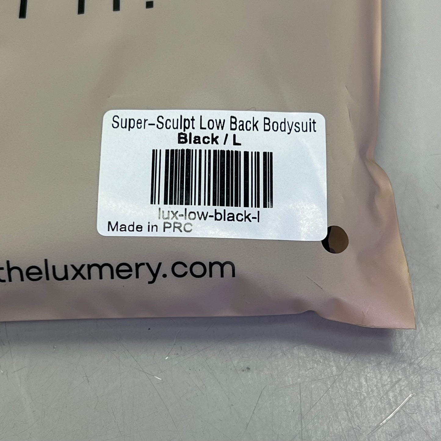 LUXMERY Breathable Stretch Fabric Low Back Sculpting Body Suit Sz L Black