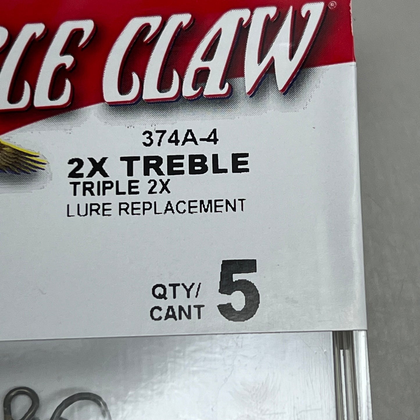 EAGLE CLAW (5 PACK) Curved Point 2X Treble Hook Lure Repla Bronze #4 5pc 374A-4