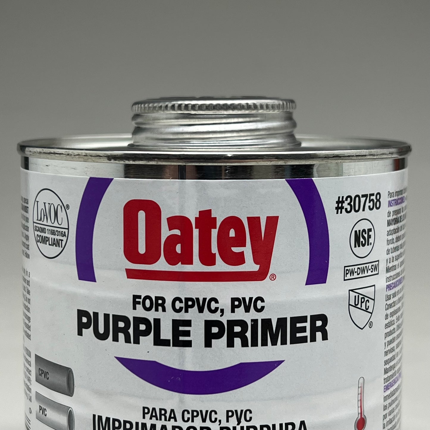 OATEY Aggressive Purple Primer CPVC & PVC Purple Tint 32 fl oz 30758