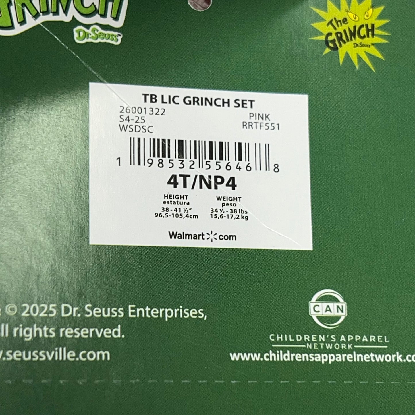 DR. SUESS Printed Grinch & Characters Sweatshirt & Jogger Set Girl's Sz 4T Pink