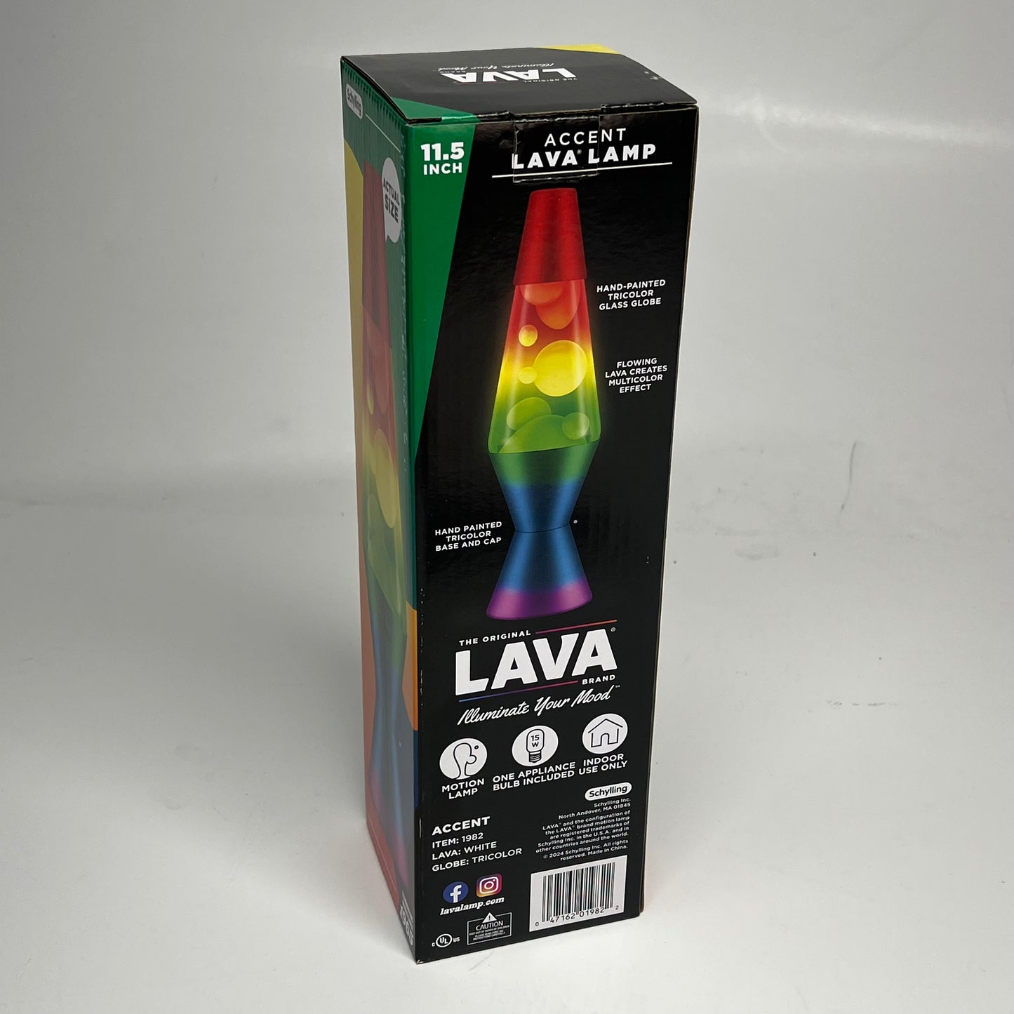 SCHYLING Accent Lava Lamp Illuminate Your Mood 11.5" Rainbow Liquid & Base 1982