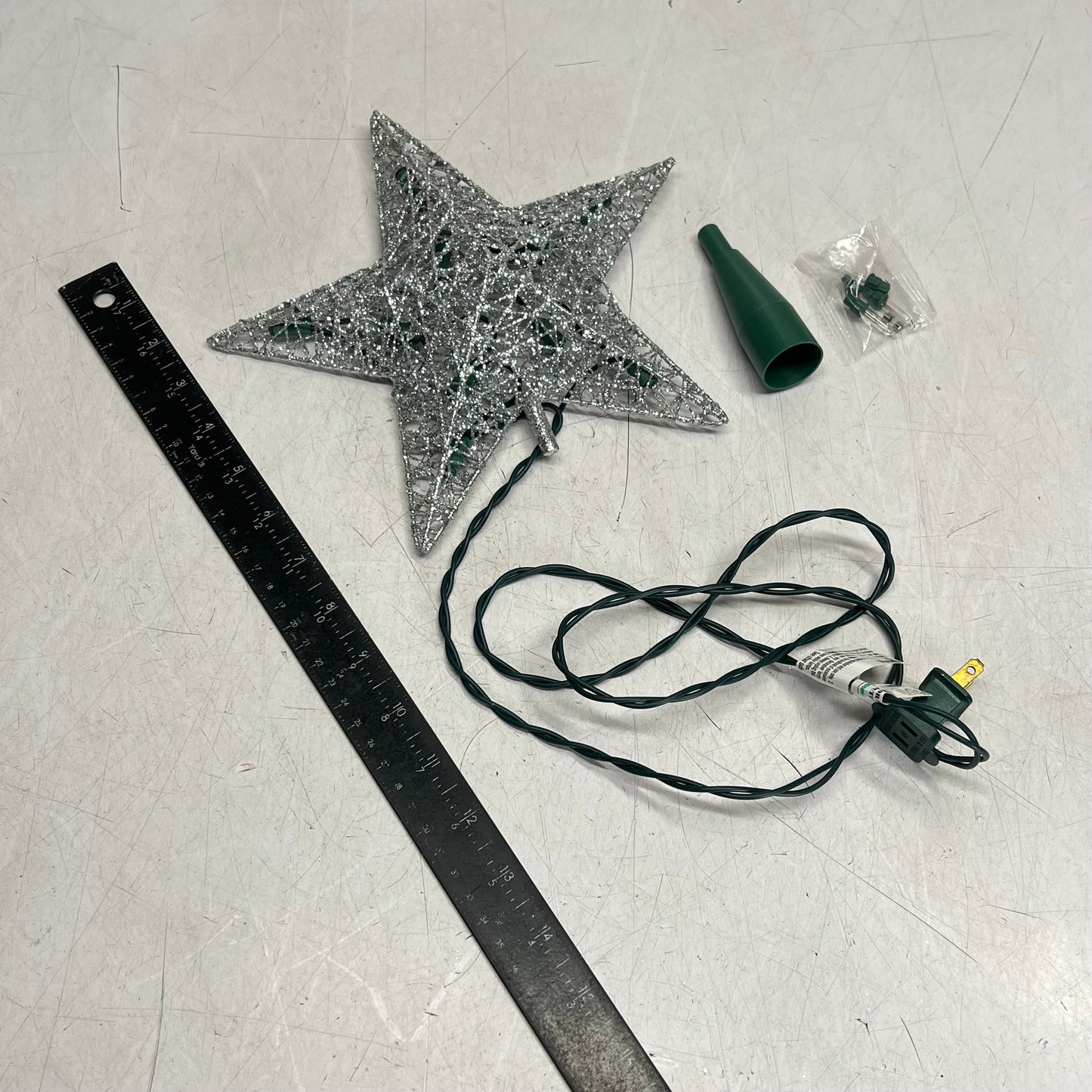 KURT S ADLER Wire Star Tree Topper Christmas Decor 9" 10 Light Silver UL0131S