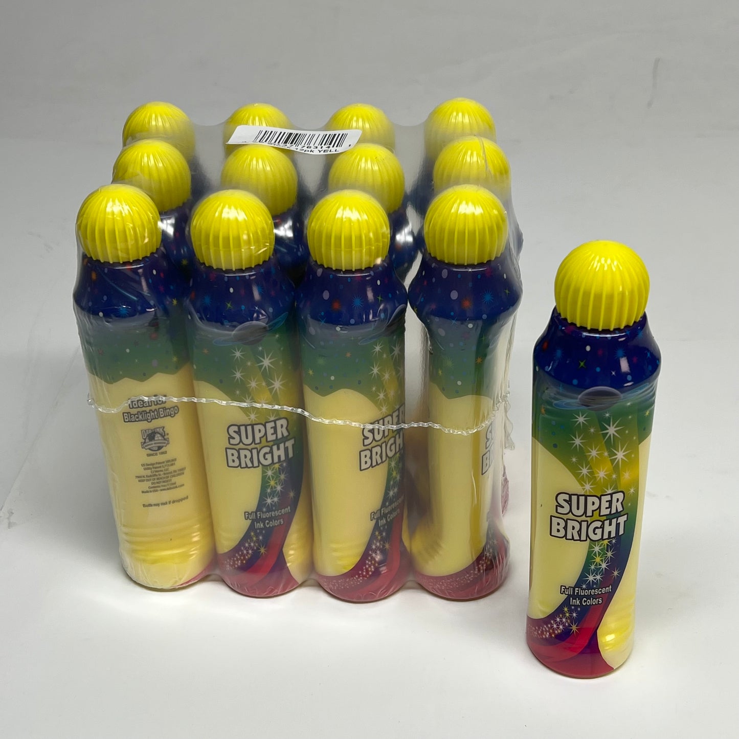 DAB O INK (12 PACK) Super Bright Full Fluorescent Bingo Ink Marker 4oz Yellow
