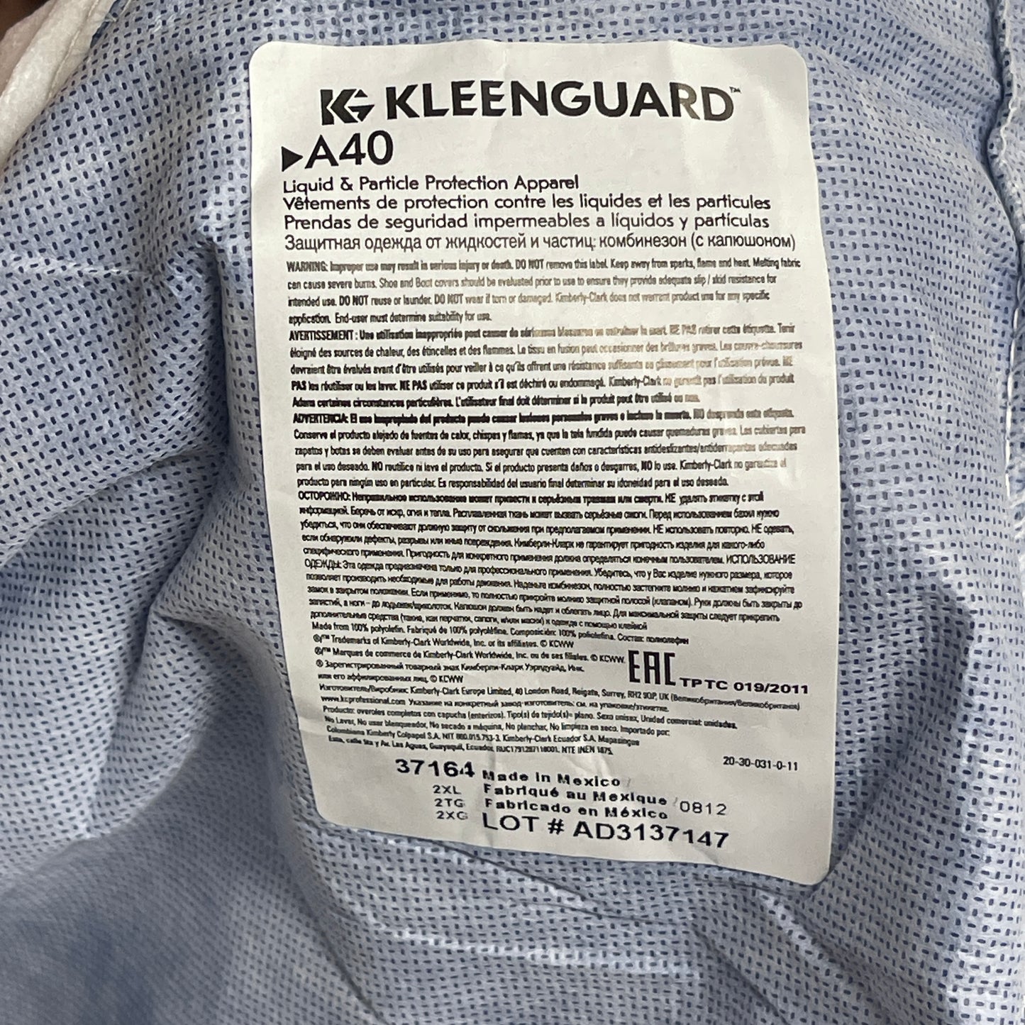 KLEENGUARD 26PK! Protective Clothing A40 Coveralls Sz L Breathable SMS Back White/Blue 37591