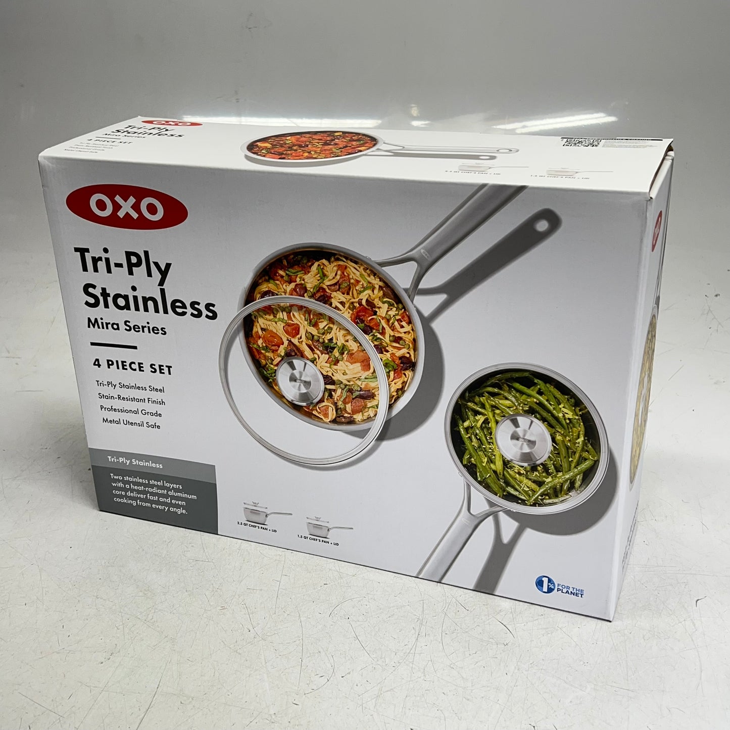 OXO Stainless Steel Mira Series Sauce Pans W/ Lid 1.7qt & 3.3qt CC005891-001
