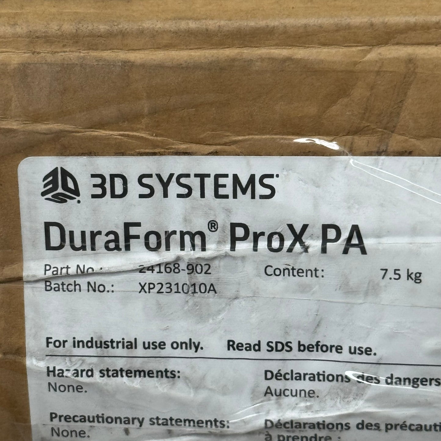 3D SYSTEMS DuraForm ProX PA SLS Tough Injection Thermoplastic Material 7.5 kg (16.5 lbs) White 24168-902 (New Other)