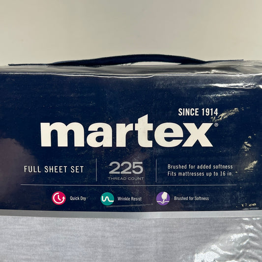 MARTEX 225 Thread Count Soft Wrinkle Resistant Sheets Set Full Light Grey