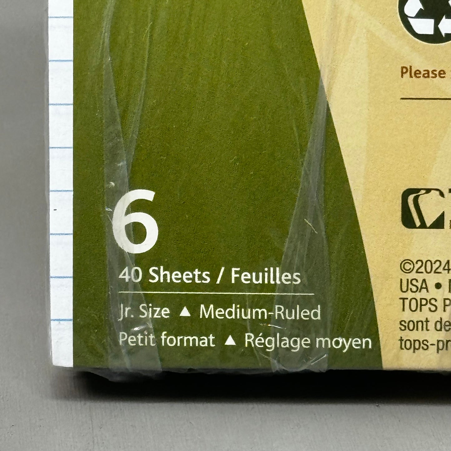 EARTH WISE (6 PACK) Perforated Sheets Writing Pads Medium Ruled 40 Sheets 40112R