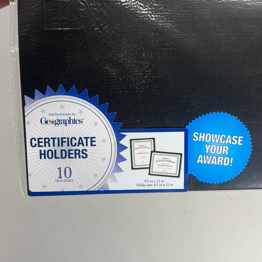 GEOGRAPHICS (10 PACK) Letter Recycled Certificate Holder 9.5"x12" Black 47836