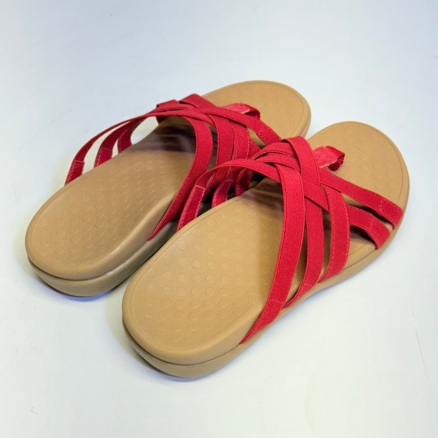 VIONIC Sandals Tia Woven Stretch Gore Thong Sz 6M Color Red New