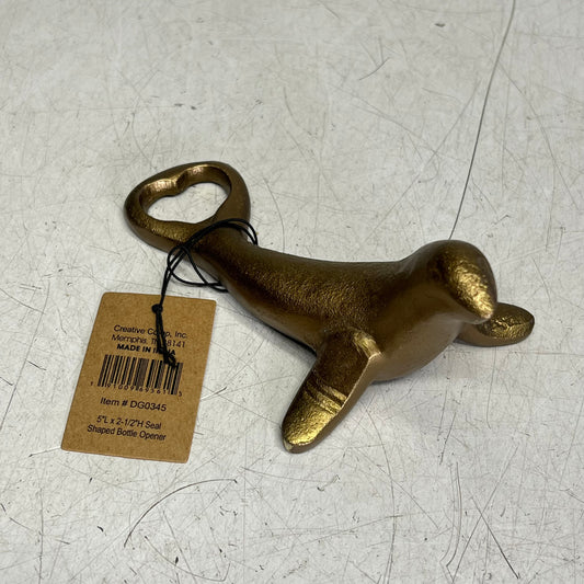ZA@ CREATIVE CO OP Seal Shaped Bottle Opener  6" Antique Gold DG0345