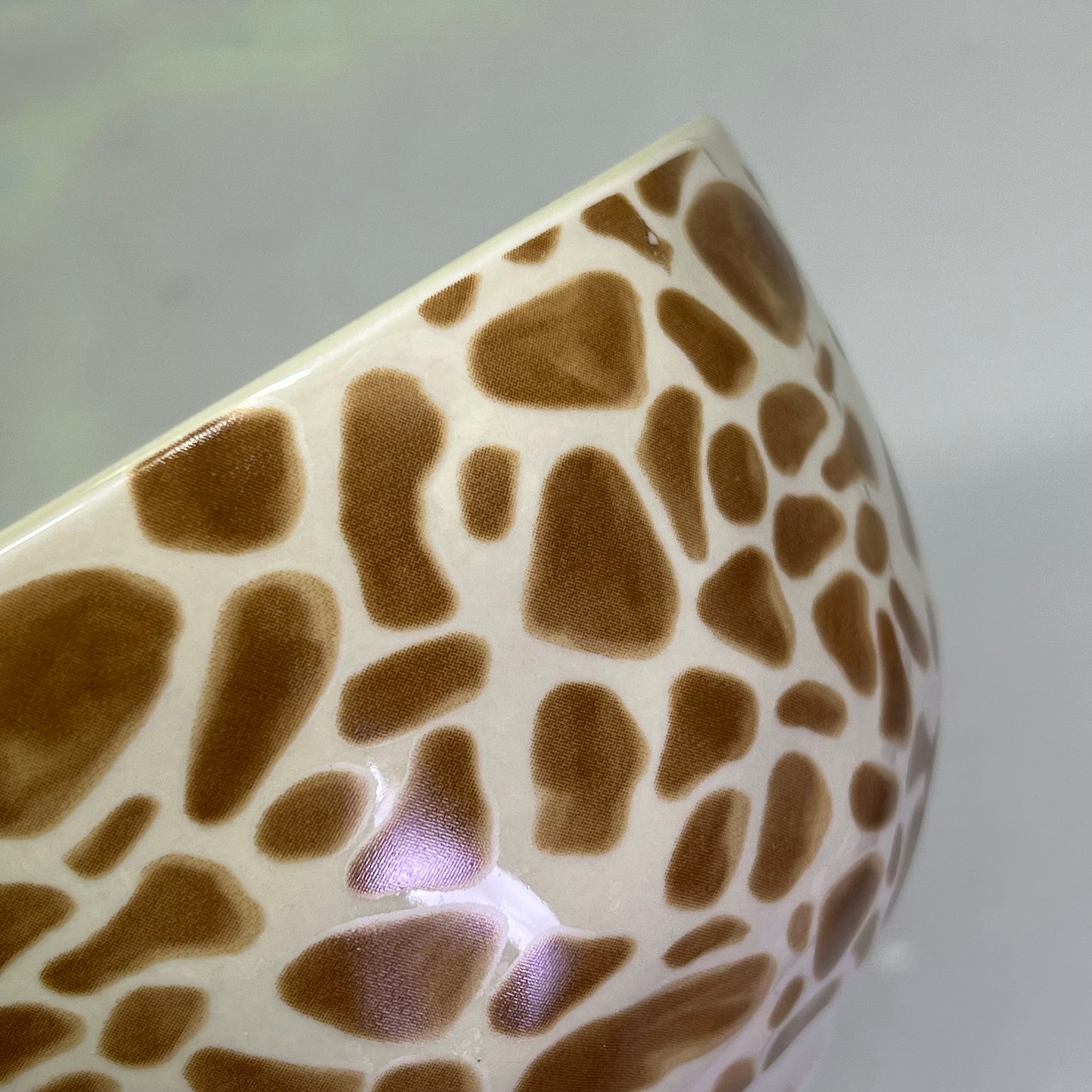 CREATIVE CO-OP Stoneware Bowl Set Animal Print Decal 4 Styles 4-3/4"  DG0442A