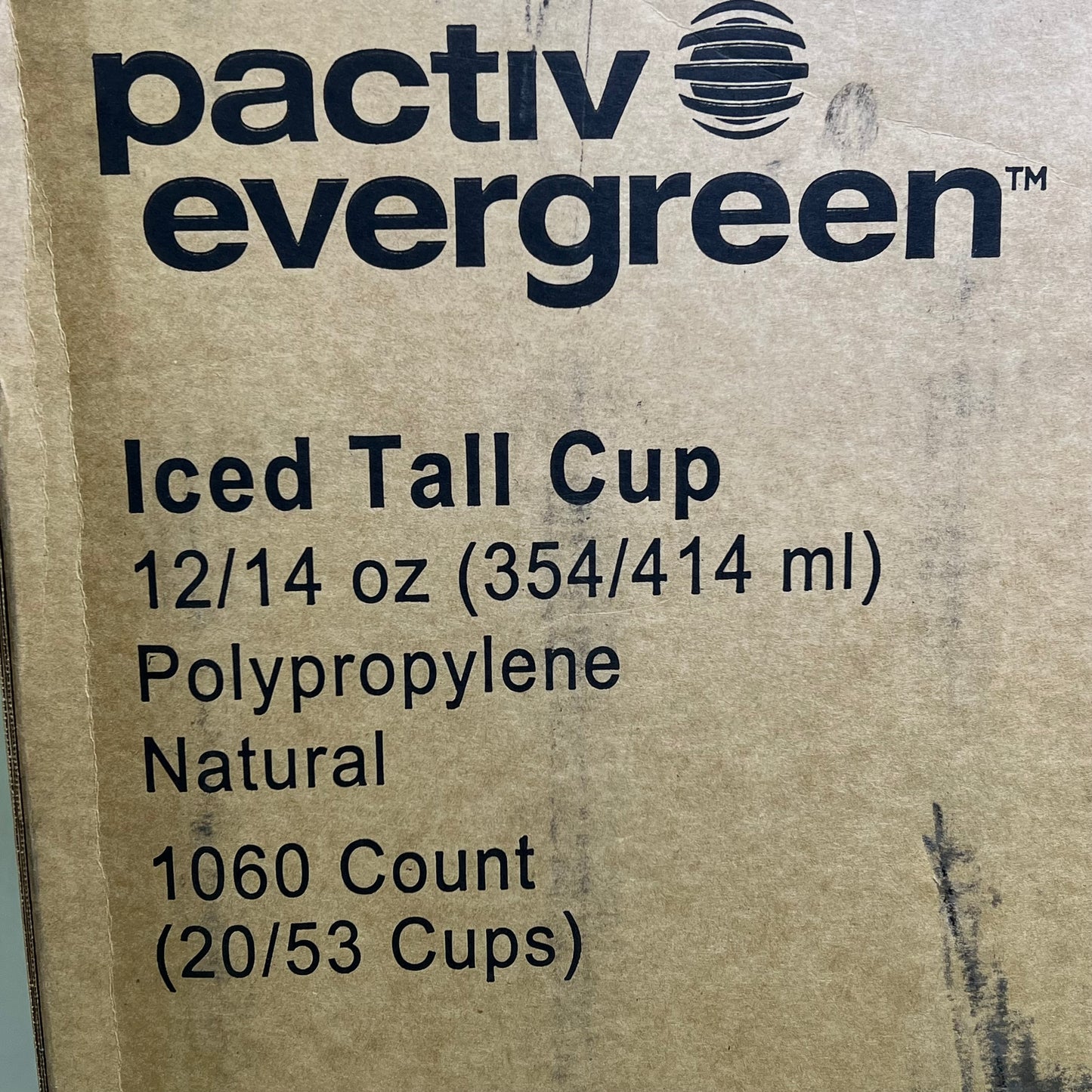 ZA@ PACTIV EVERGREEN (1060 PACK) Iced Tall Cup 12/14 oz Natural Clear 11153352