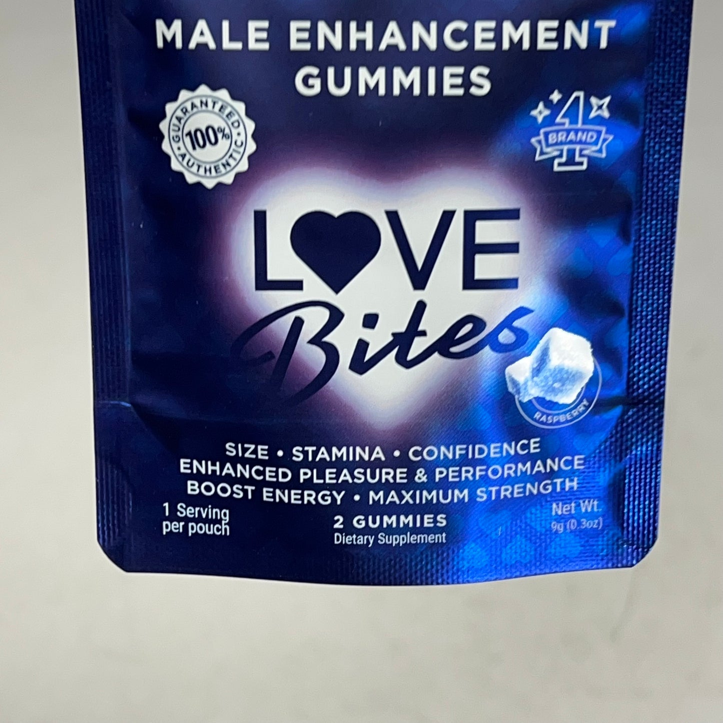 DOC JOHNSON (12 PACK, 1 Serving Each) Male Enhancement Gummies Raspberry BB 6/27