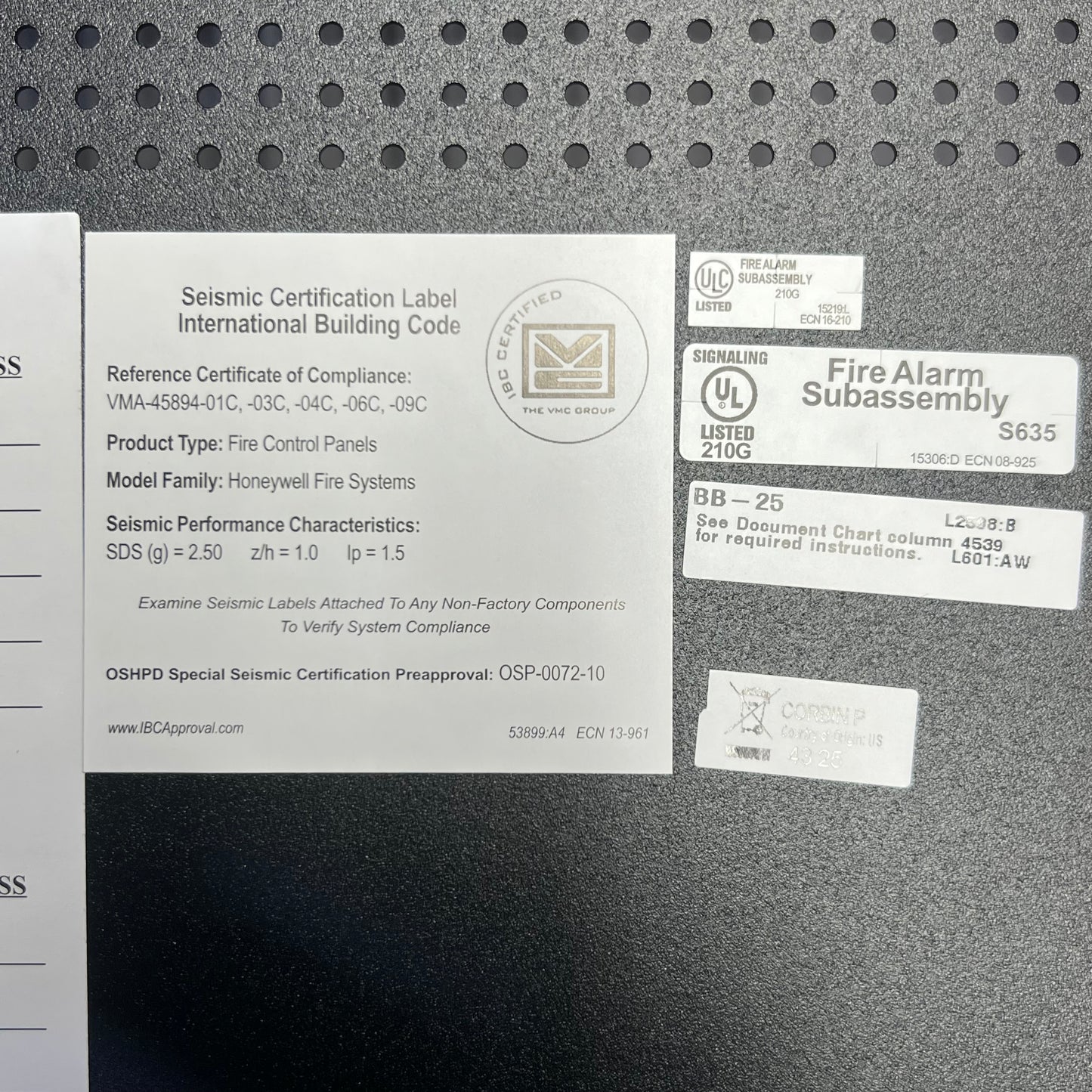 ZA@ NOTIFIER BB-25 Cabinet for CHS-6 Chassis C