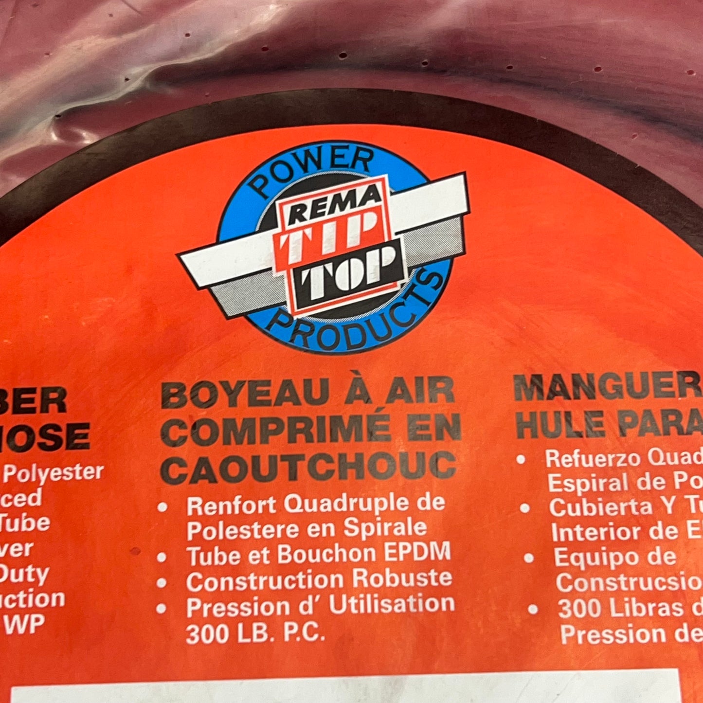 REMA TIP TOP Rubber Air Hose Made In Usa 300 PSI 1/2" Hose ID X 50' Red 895