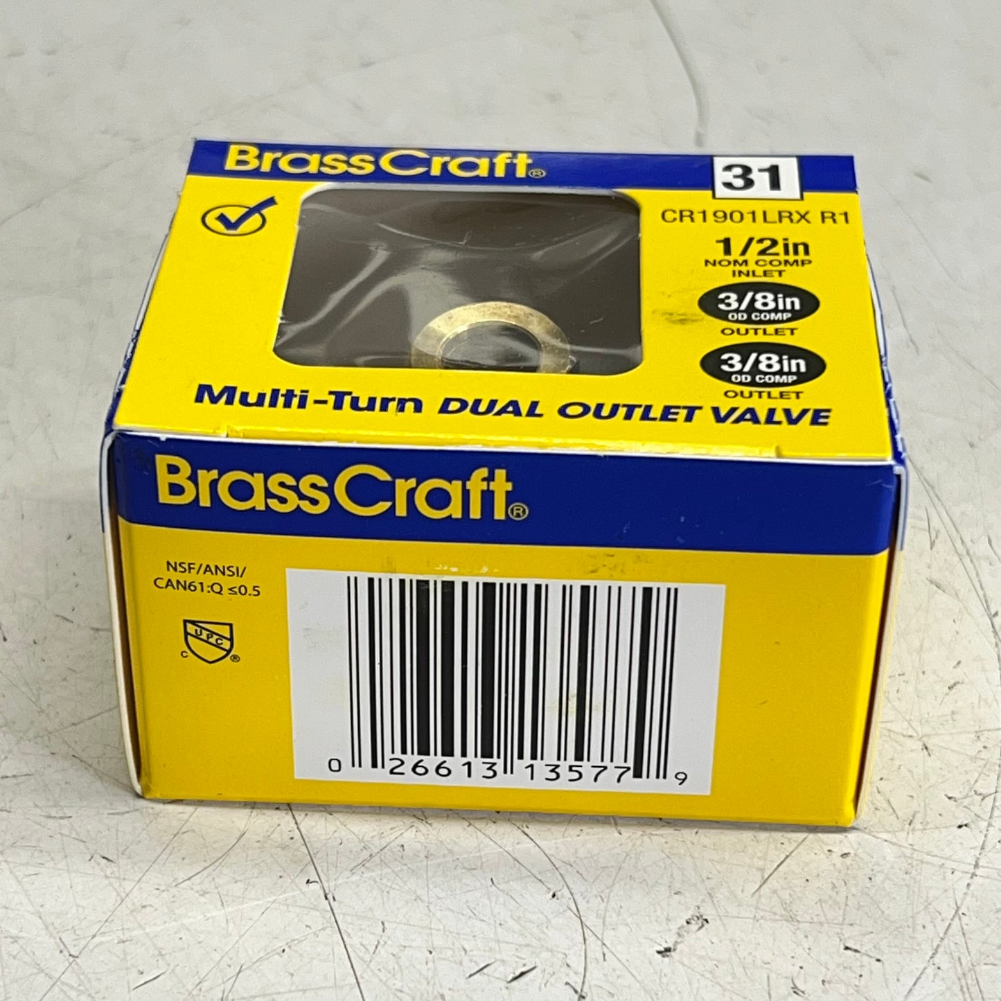 BRASS CRAFT Multi Turn Dual Outlet Valve 1/2" Nom Comp 3/8"OD Comp CR1901LRX| R1