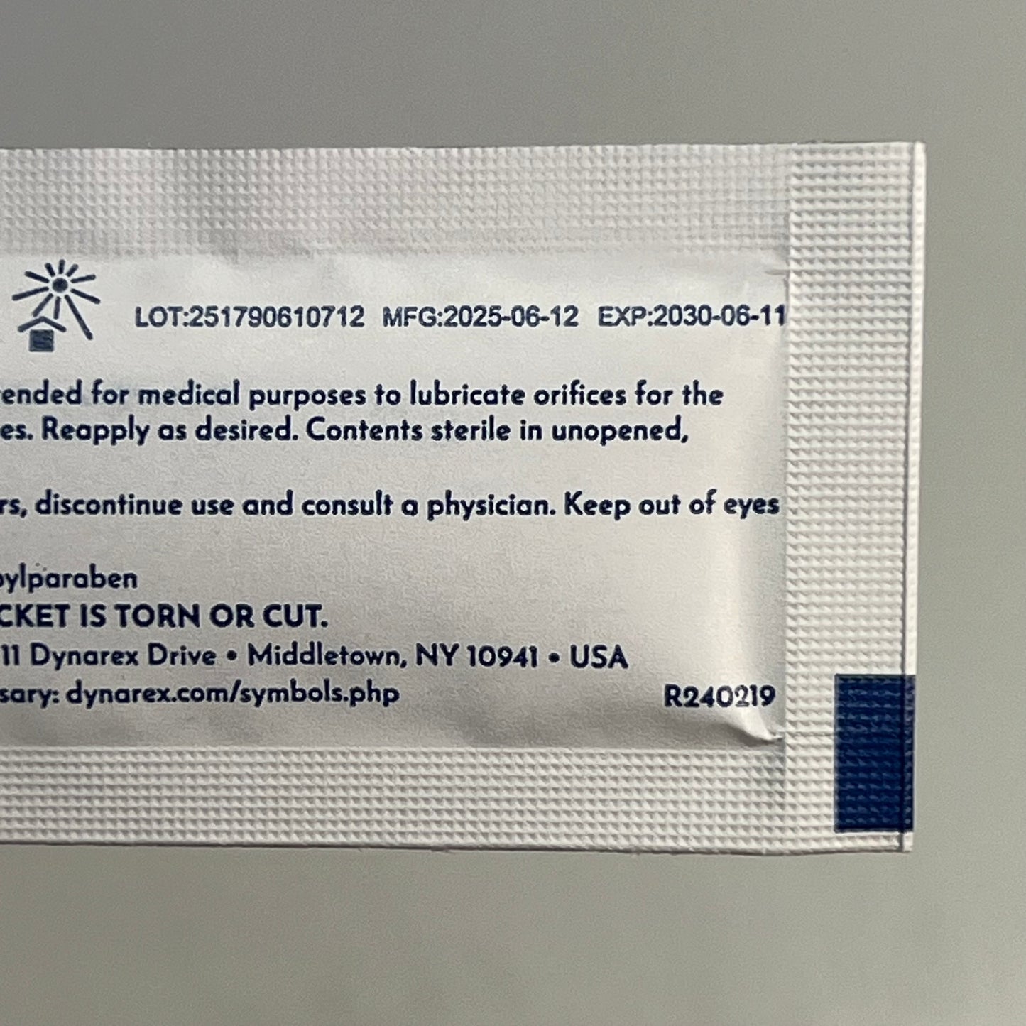 ZA@ DYNAREX (144 PACK) Sterile DynaLube Lubricating Jelly 2.7g Clear 1250 BB 06/30 C