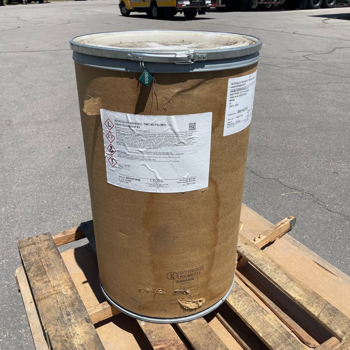 ZA@ Pallet of CRODA Incroquat Behenyl (behentrimonium Chloride) 80 kg TMC-85-PA-(MH) (AS-IS)