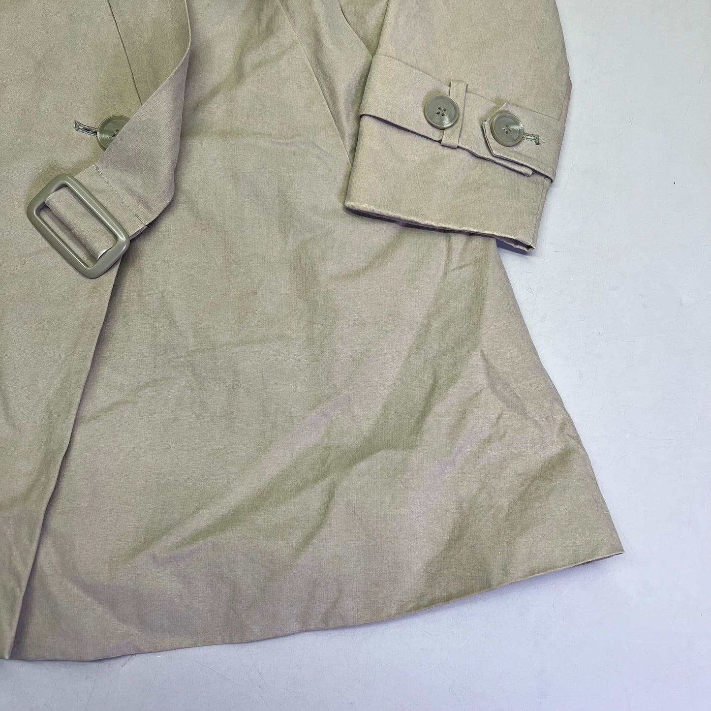 CAROLINA HERRERA Trench Coat Dot 55% Silk Lined Women's Sz S Khaki (Pre-Owned)