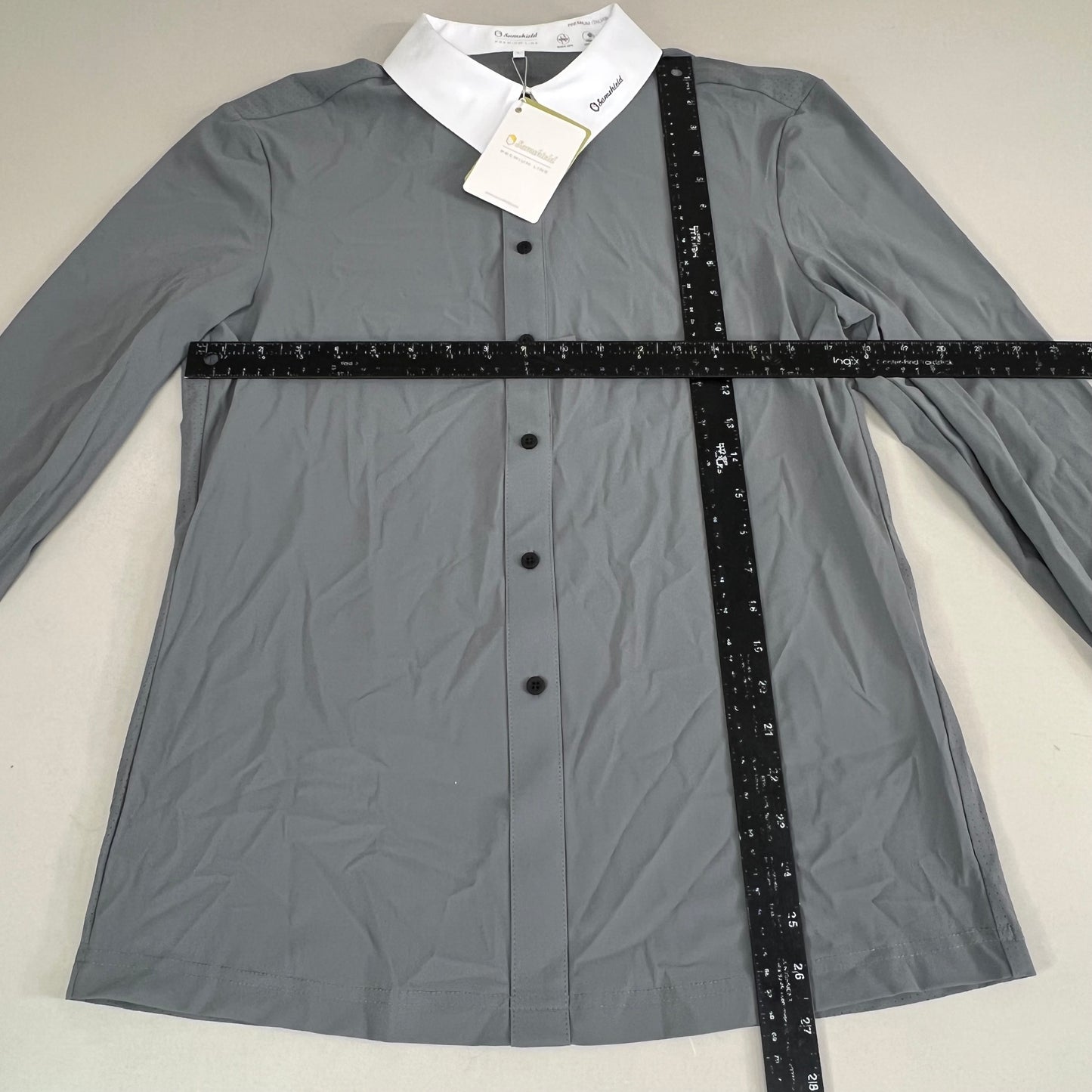 SAMSHIELD Samuel Long Sleeves Equestrian Polo Shirt Men's Sz L Grey