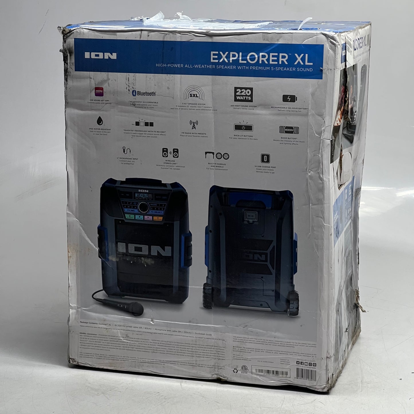 ION Explorer XL High Power All Weather Portable Speaker 220W, Black EXPLORERXLXUS (New Other, Distressed Box & Minor Cosmetic Damage)