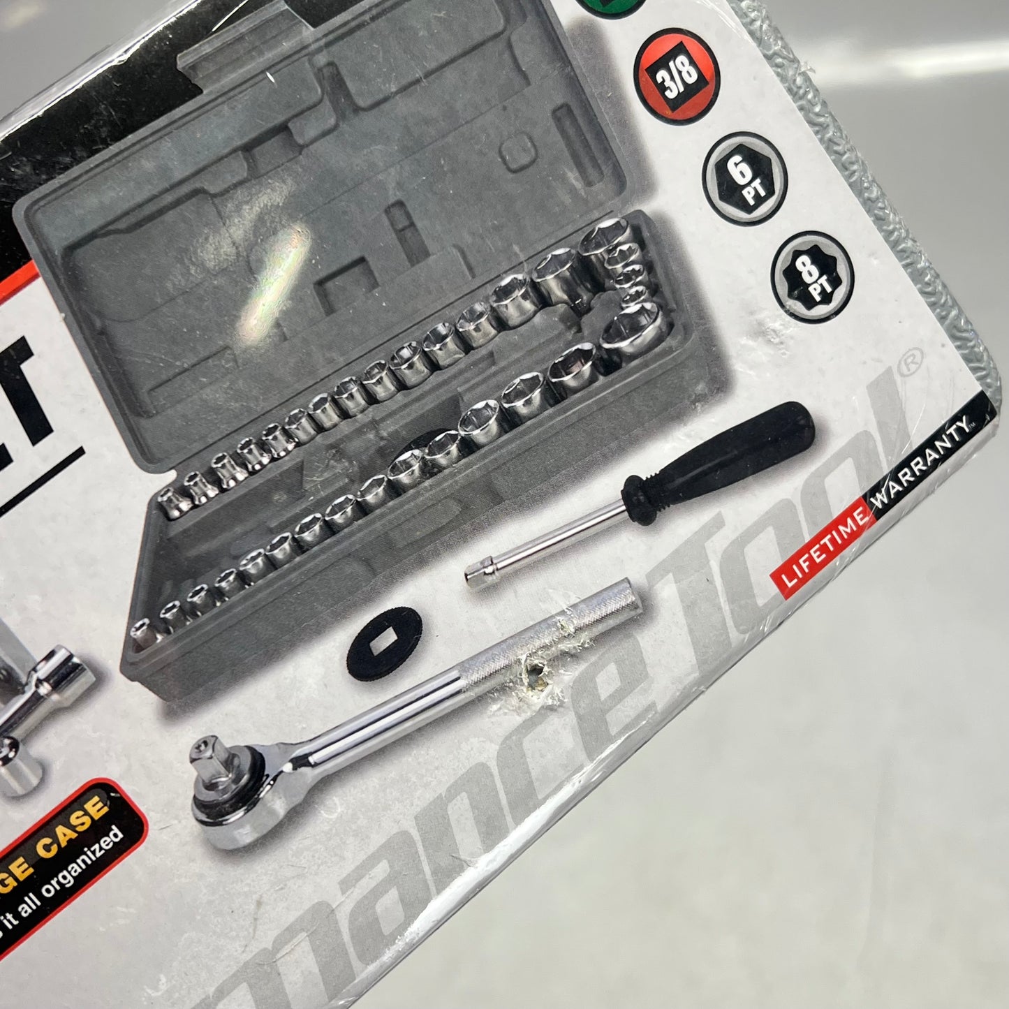 PERFORMANCE TOOL (40 PIECE) Socket Set W/ Ratchet 1/4" & 3/8" Grey/Chrome W1173
