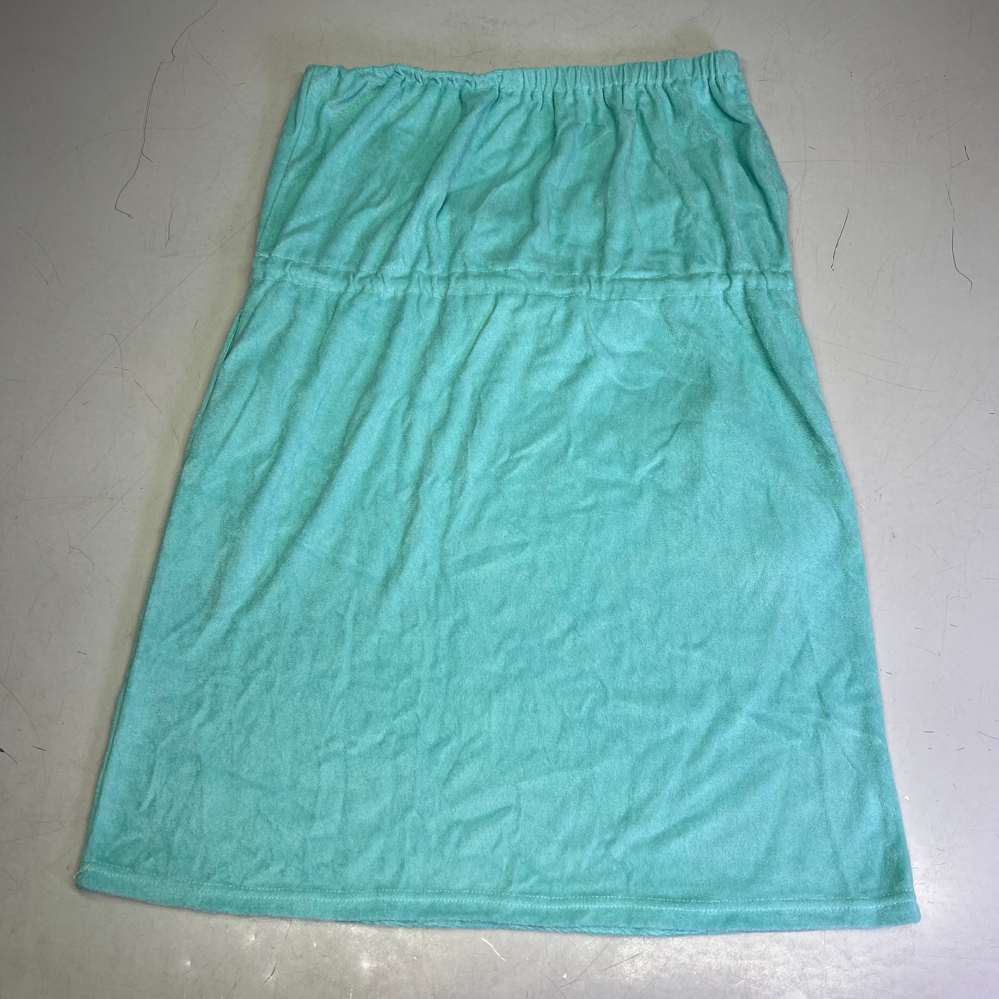 PINUP FASHION Terry Cloth Strapless Dress Coverup W/ Pockets Women's Sz L Blue