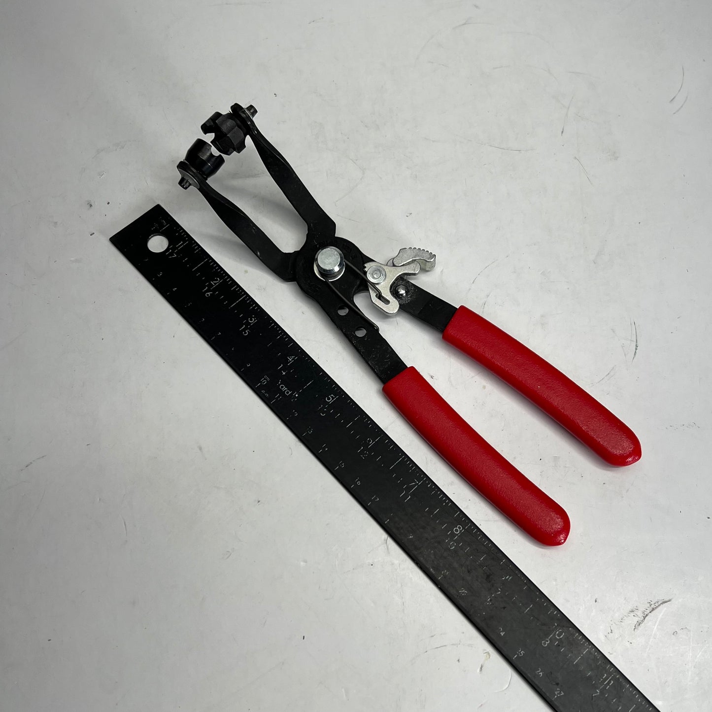 SNAP ON Ratcheting Offset Hose Clamp Pliers  9" 45 Degree Red/Black HCP1145