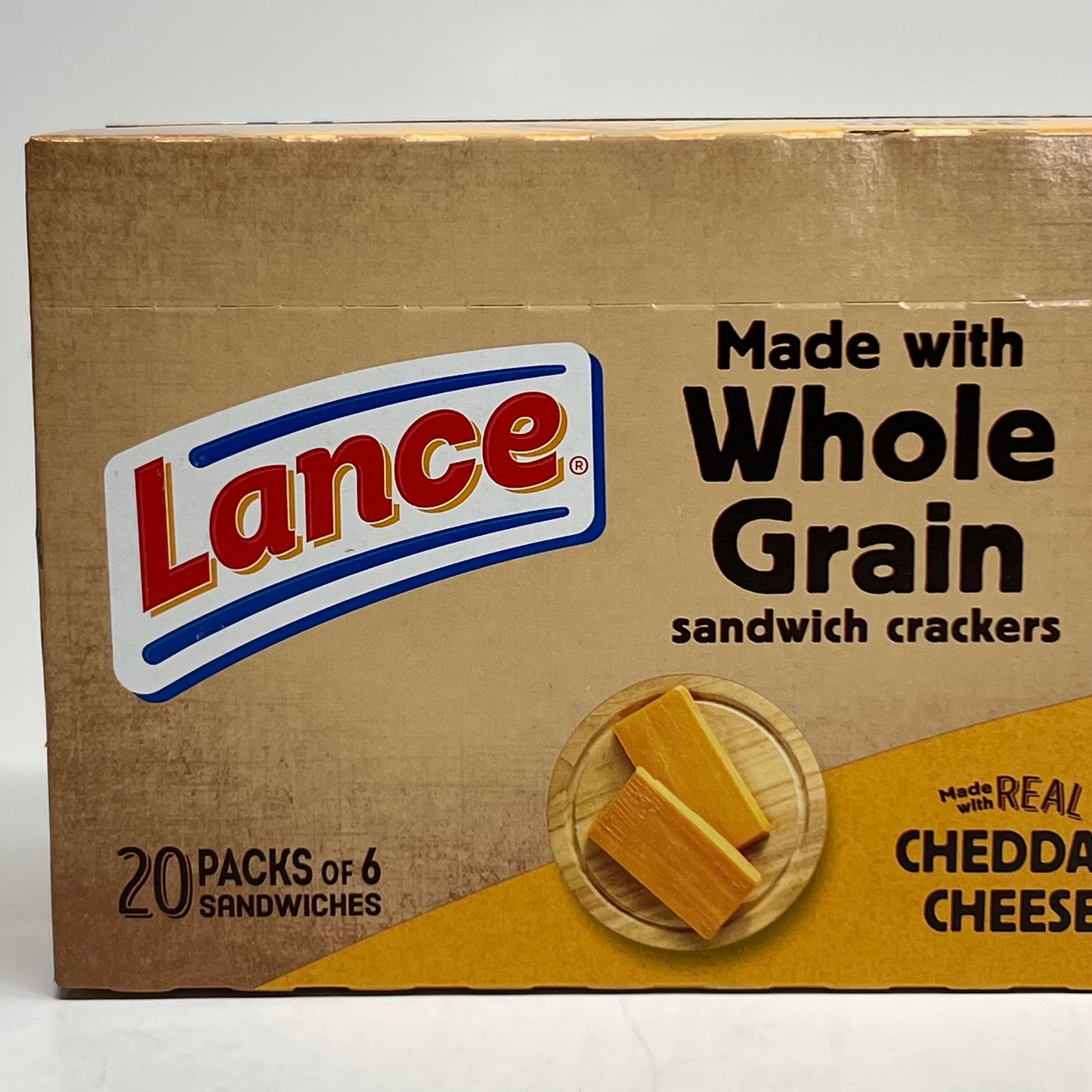 LANCE (2 PACK of 20) Whole Grain Sandwich Crackers, Real Cheddar Cheese BB 06/26