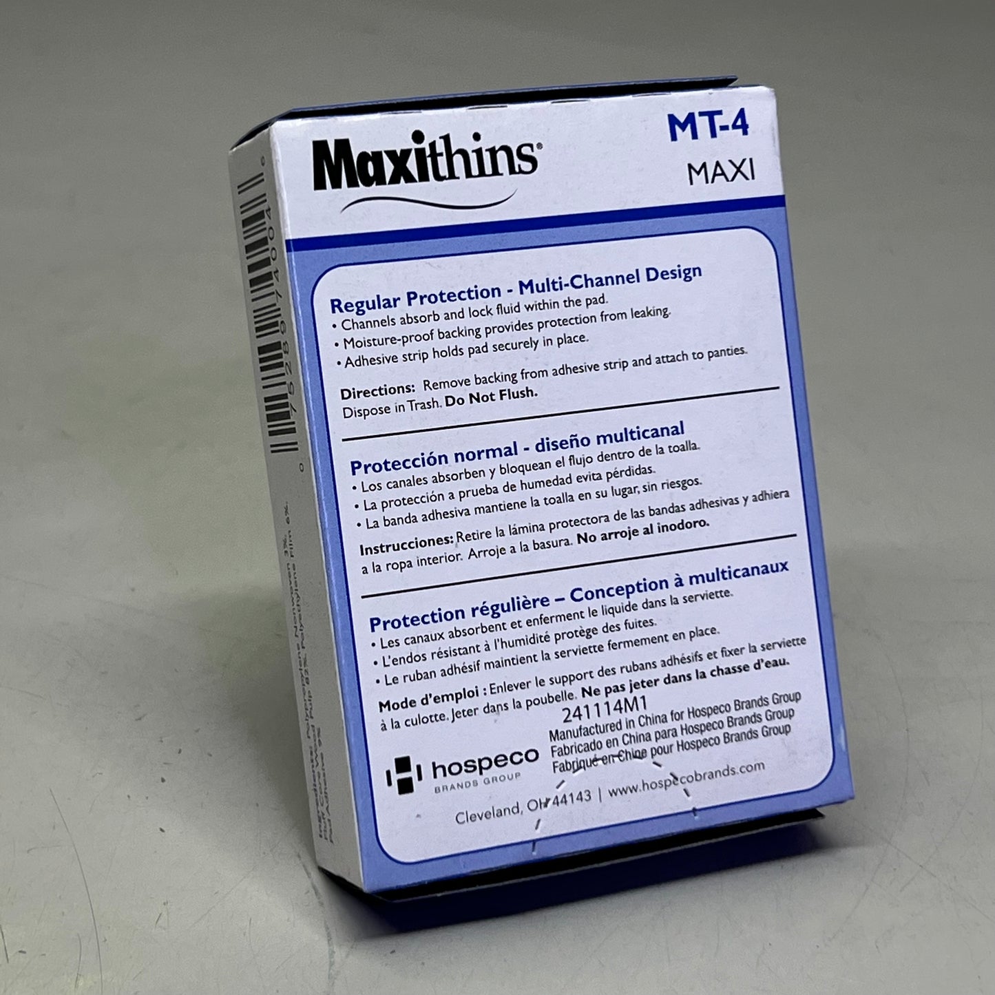 HOSPECO (250 PACK) MT4 Maxithins #4 Vended Sanitary Napkins (New Other, Distressed Box)