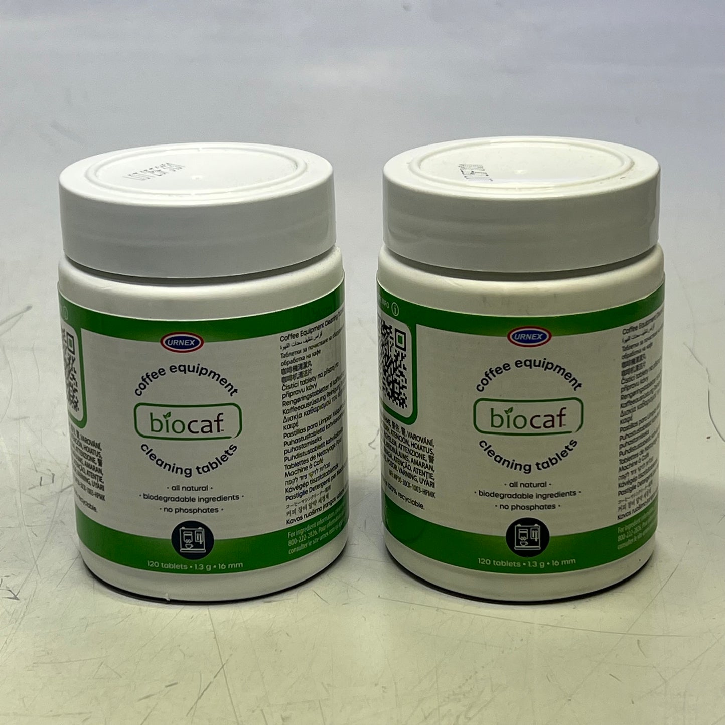 URNEX (2 PACK) Biocaf Coffee Equipment Cleaning Tablets 120 Tablets White