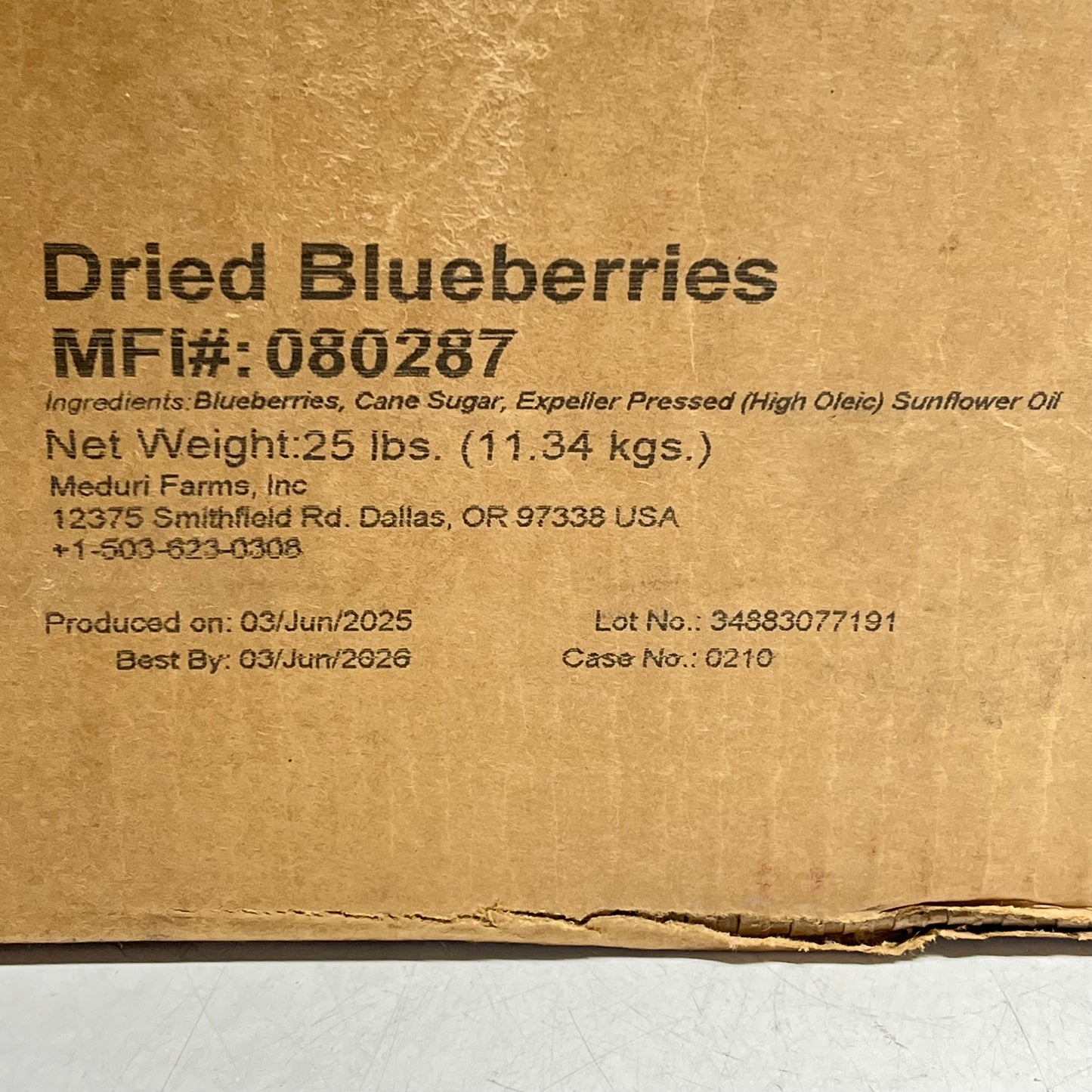 ZA@ MEDURI FARMS (25 LBS BOX) Plump Dried Blueberries For Cooking/Baking BB 03/26