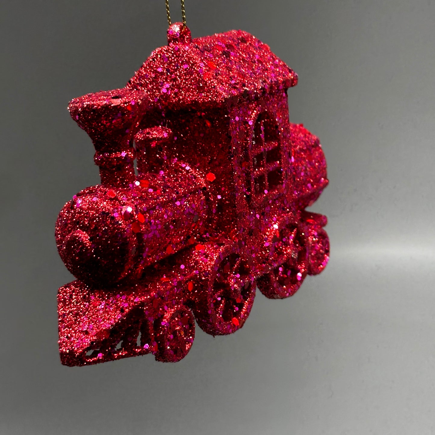 KURT S. ADLER Train Christmas Ornament Red Glitter 3.4“ T3628