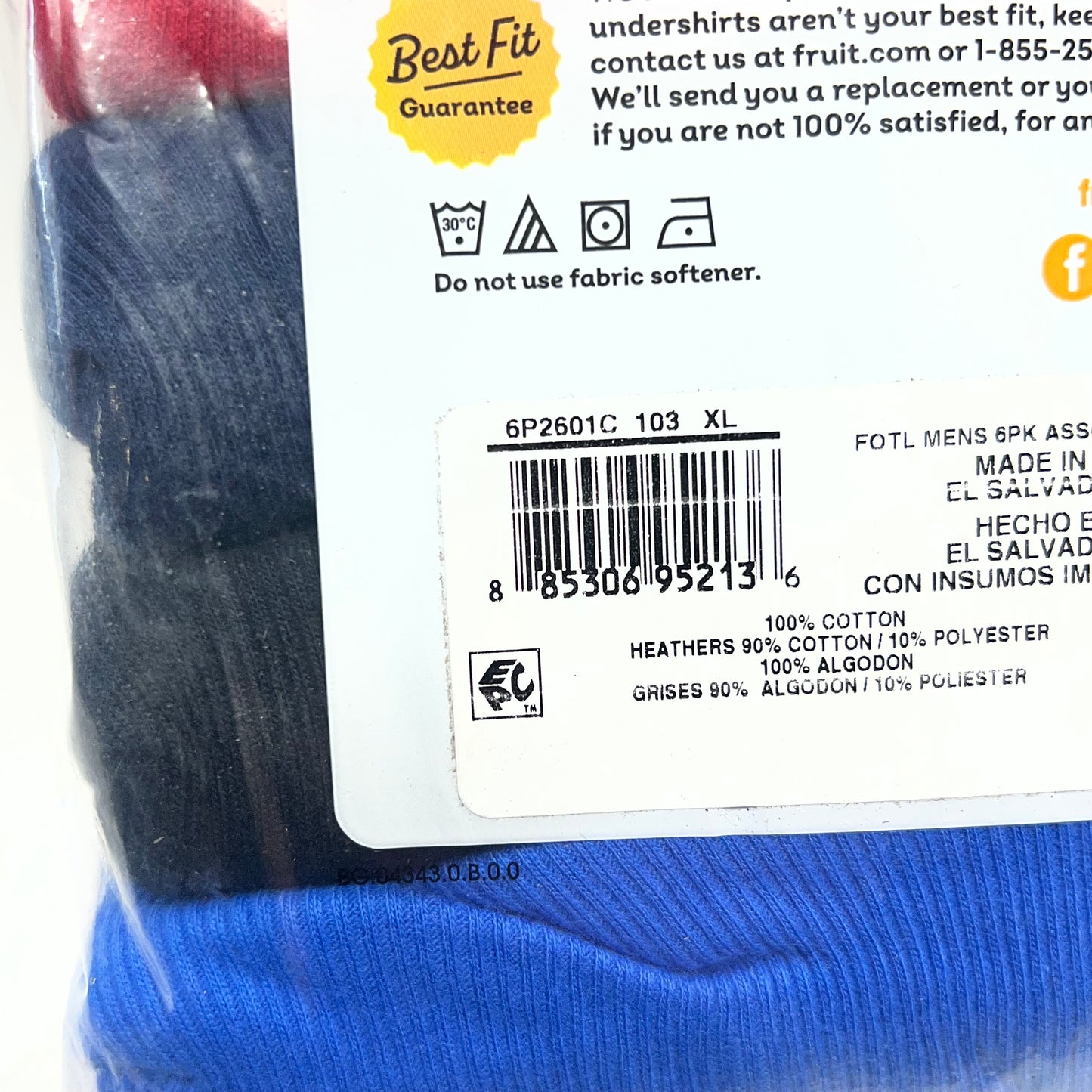 ZA@ FRUIT OF THE LOOM (6 PACK) Tank Top Undershirt Soft Ribbed A-shirts Men's Sz XL Assorted Colors 6P2601C