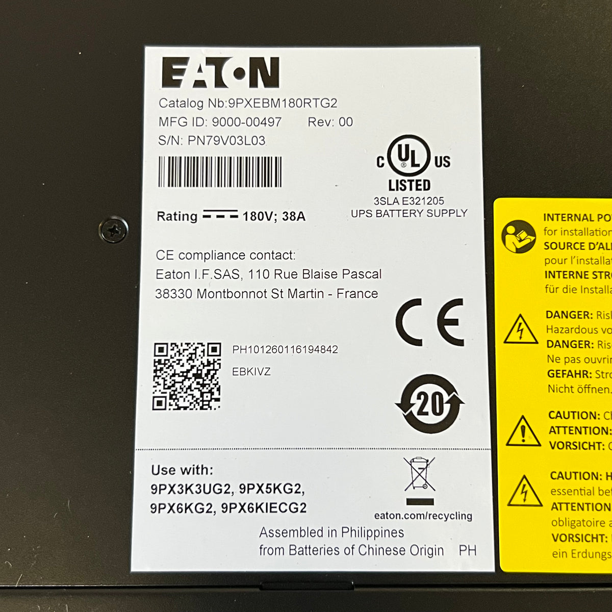 EATON Extended Battery Module 9PX/9SX 180V - Black 9PXEBM180RTG2