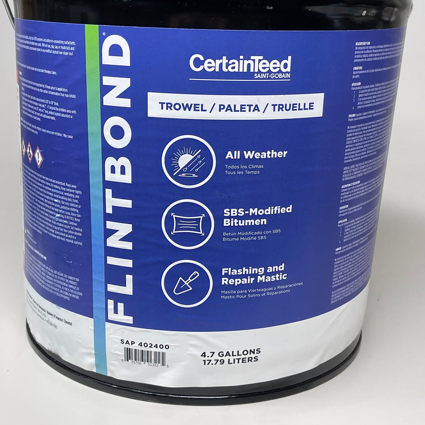 CERTAINTEED Flintbond All Weather SBS-Modified Bitumen Flashing Mastic 4.7 Gal (New)