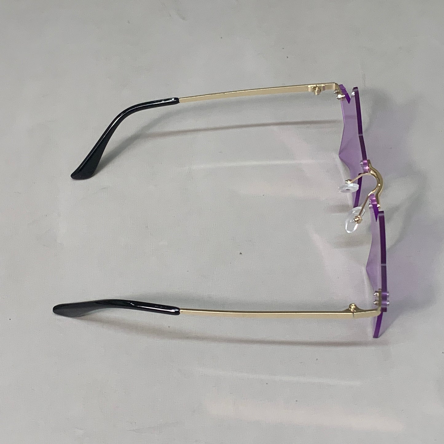 ENTHYI Rimless Star Shape Sunglasses Purple Lens Gold Frame (New)