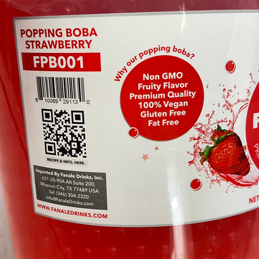 ZA@ FANALE (7 POUNDS) Popping Boba Pearls Strawberry Flavor Red BB 01/27