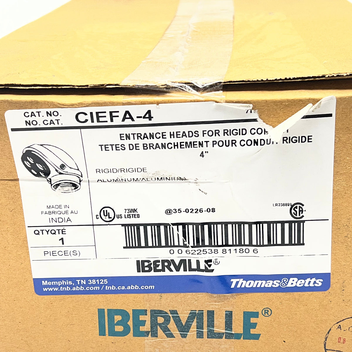 THOMAS & BETTS Iberville Entrance Head Rigid Cast Aluminum 4" 5 Hole CIEFA-4
