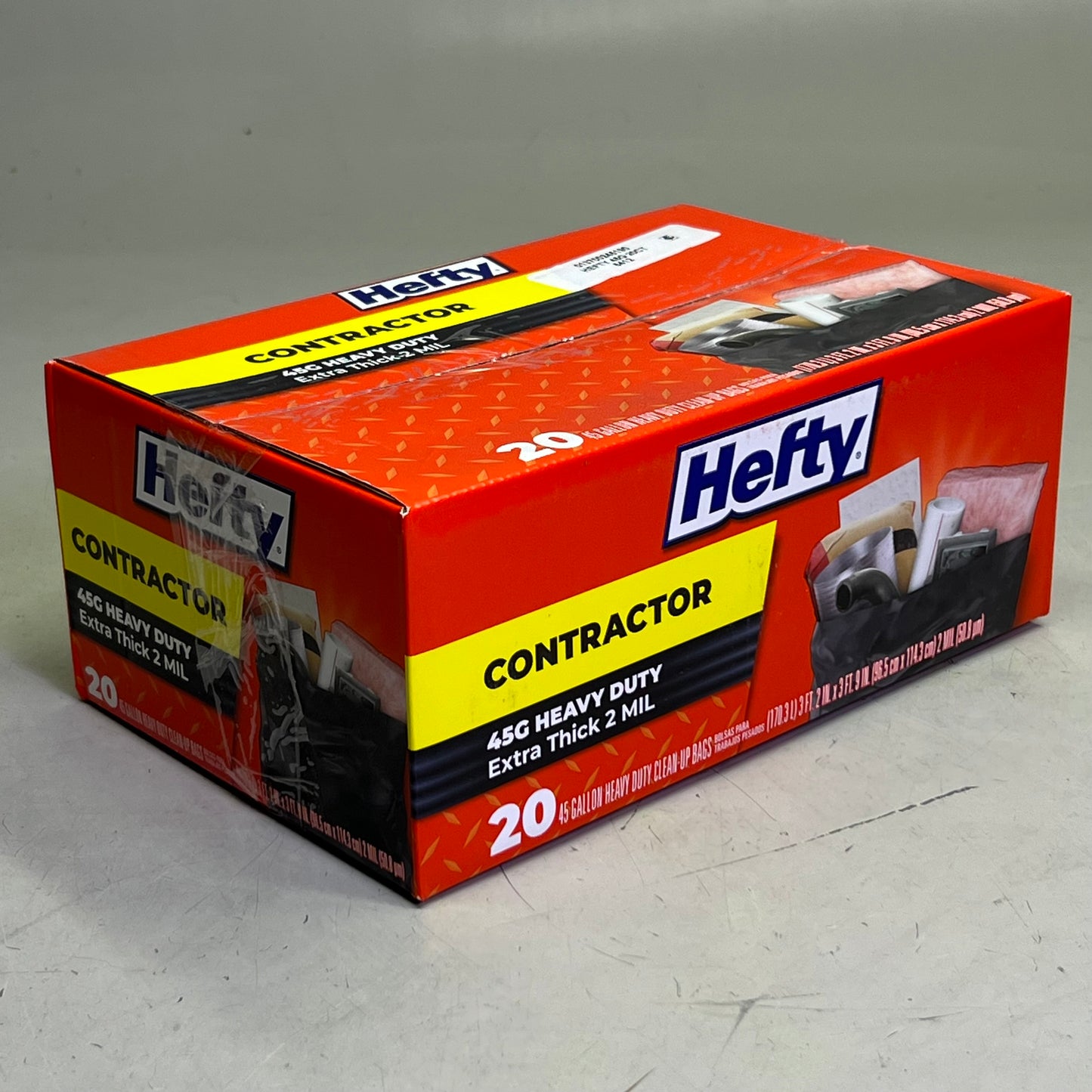 HEFTY (20 Bags) Contractor Heavy Duty Clean up Bags 45Gal, Black ZR0501826