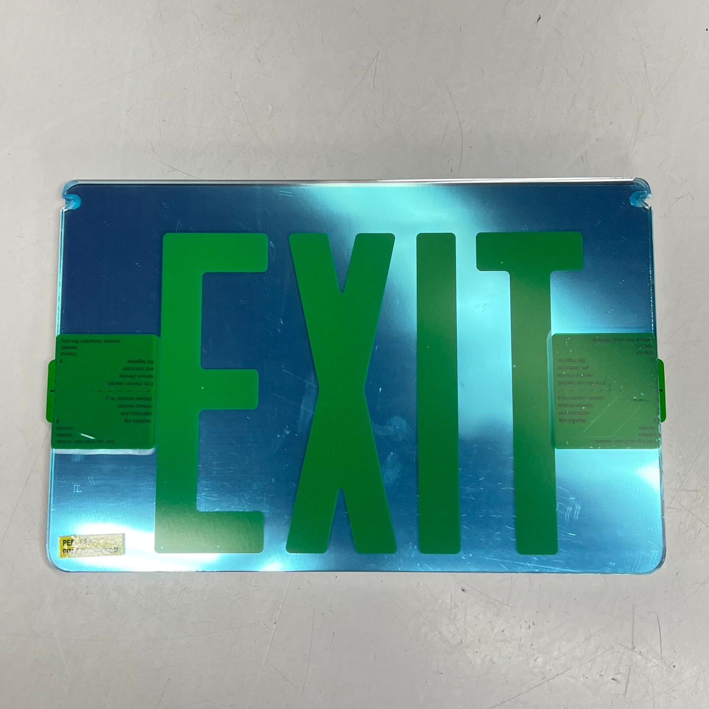 Edge-lit Acrylic Exit Sign Replacement 9 5/8x12 x 2" Green/Mirror H-8562