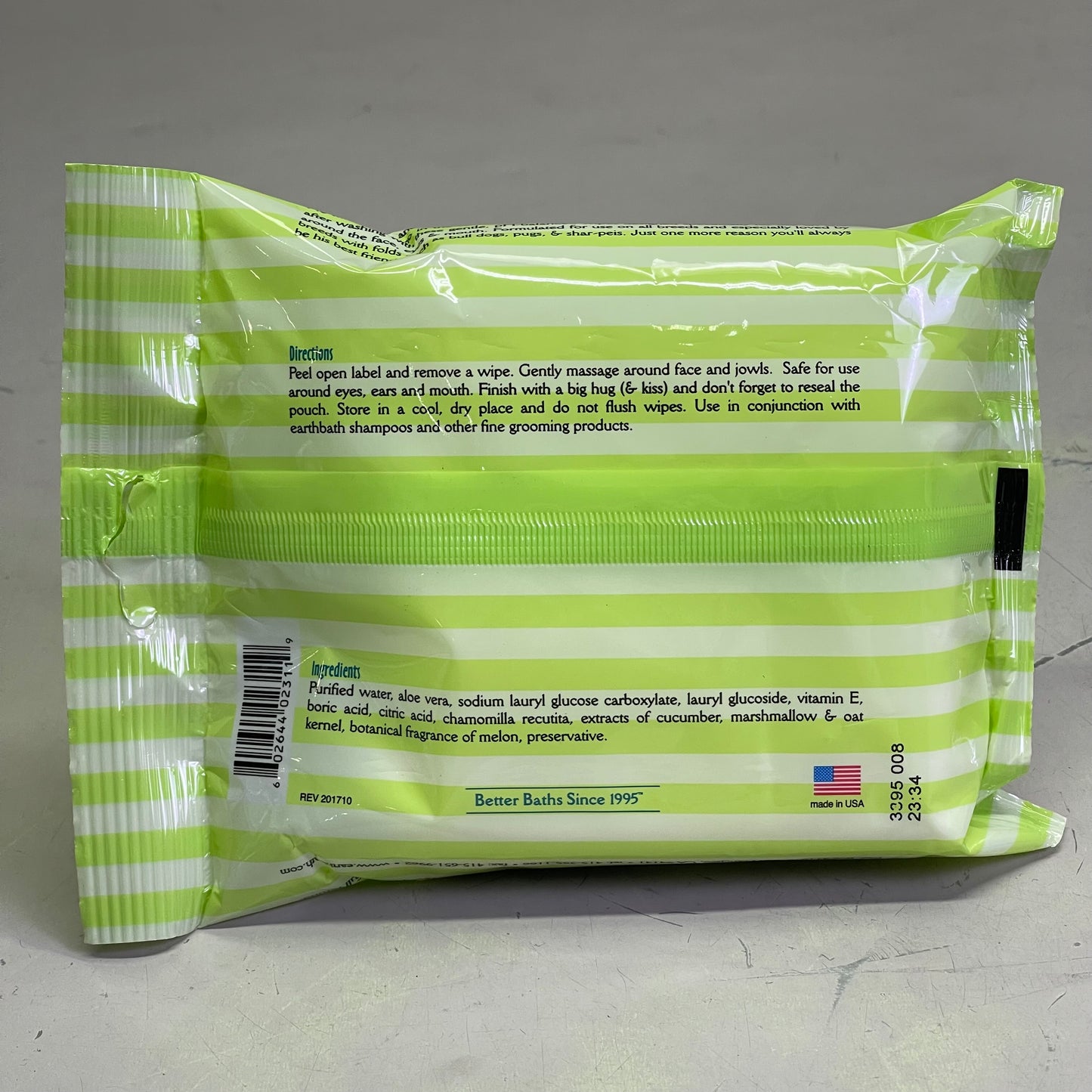 EARTHBATH (12 PACK) Natural Pet Care Facial Wipes 25 per package White