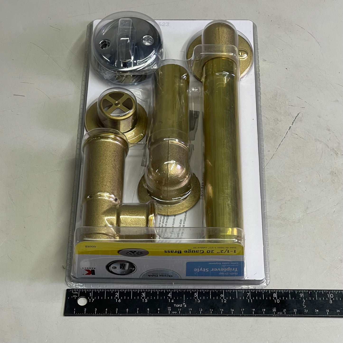 KEENEY 20 Gauge Bath Drain 606RB 1-1/2" Brass W/ Polished Chrome 28630