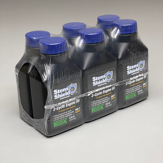 STENS SHIELD 6-PACK! 2-Cycle Oil Synthetic Blend 50:1 Ratio 2.6 oz Bottles 770-268 (New)