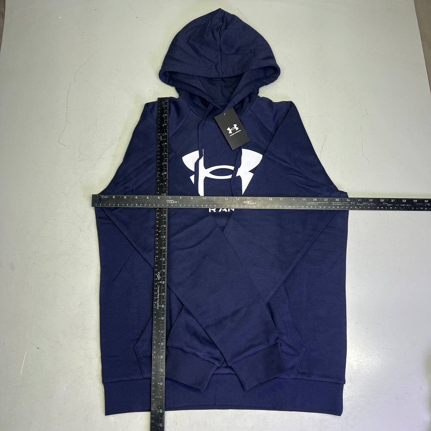 UNDER ARMOUR UA Rival Fleece Pull Over Hoodie Men's Sz M Navy Blue 1379758